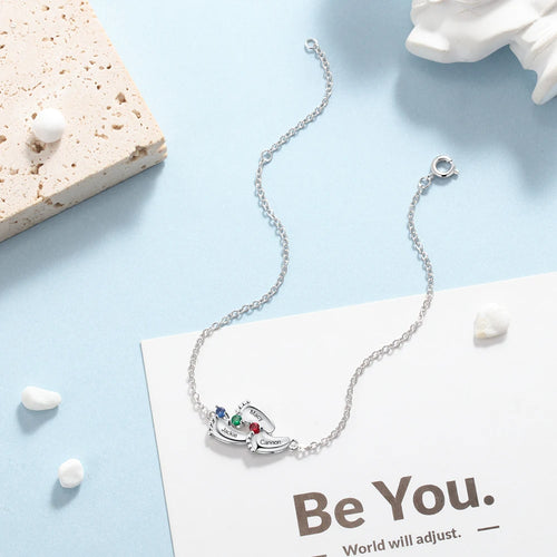 pulsera de piedra natal personalizada para madre