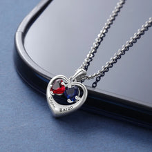 Load image into Gallery viewer, Collar con colgante de corazón personalizado romántico con 2 piedras de nacimiento