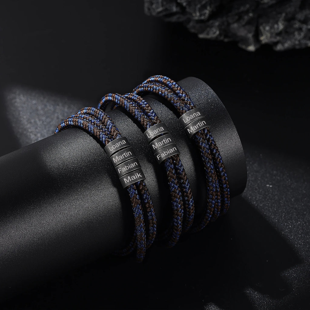 Pulsera personalizada con 2-4 cuentas de nombre para hombre