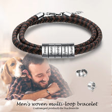 Load image into Gallery viewer, Pulsera de cuero trenzado con grabado personalizado para hombre