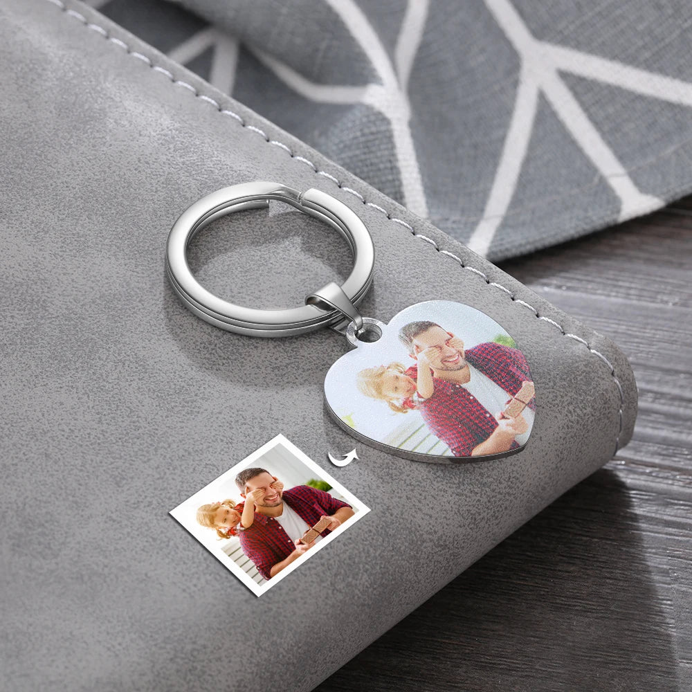 Llavero de acero inoxidable con foto personalizada para mujer