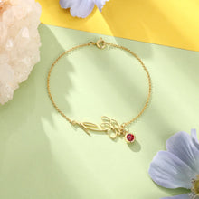 Load image into Gallery viewer, Pulsera de flor de nacimiento personalizada para mujer