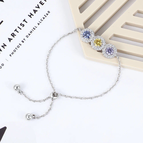 Pulseras de lujo personalizadas con 3 piedras preciosas para mujer
