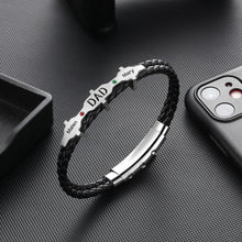 Load image into Gallery viewer, pulsera de piel con 2 piedras de nacimiento para hombre