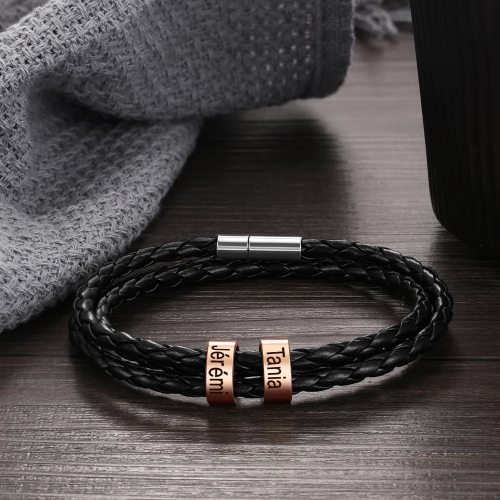 Pulseras de cuero personalizadas para hombre
