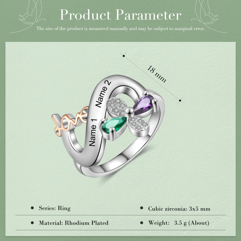 Anillos personalizados de amor y flor para mujer