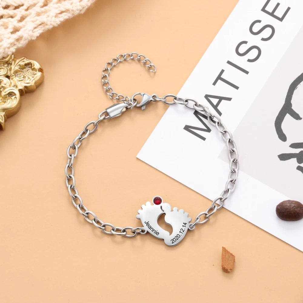 pulsera personalizada de acero inoxidable con grabado de nombre y fecha