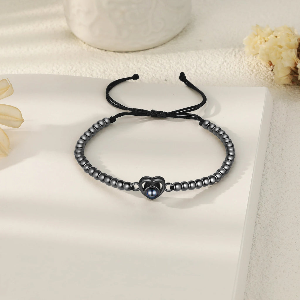 Pulsera de cuentas ajustable con imagen personalizada en el interior