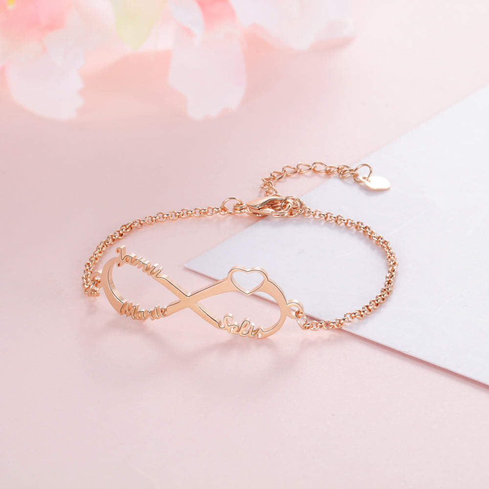 Pulseras Infinity de plata de ley 925 con nombre personalizado para mujer