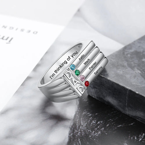 anillos de Color plateado con grabado de nombre para hombre