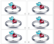 Load image into Gallery viewer, Anillo de compromiso de amor infinito personalizado, doble Corazón