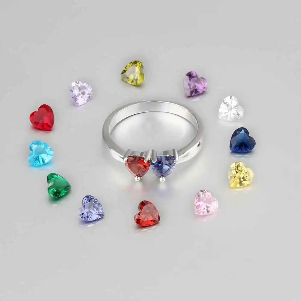 Anillo personalizado de doble Corazón