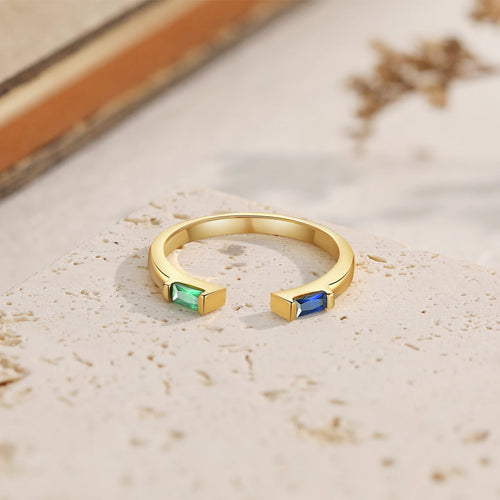 Anillo de piedra natal personalizado de estilo minimalista para mujer