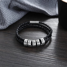 Load image into Gallery viewer, Pulsera de cuero con cuentas personalizables para hombre