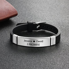 Cargar imagen en el visor de la galería, Pulsera de goma con grabado personalizado para hombre y mujer