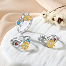 Load image into Gallery viewer, Anillos delicados personalizados con nombre de girasol para mujer