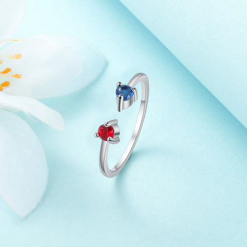 Anillos redondos con incrustaciones de piedra natal para mujer