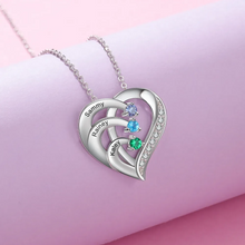 Load image into Gallery viewer, Collar de corazón personalizado de Plata de Ley 925 con 2-6 piedras de nacimiento