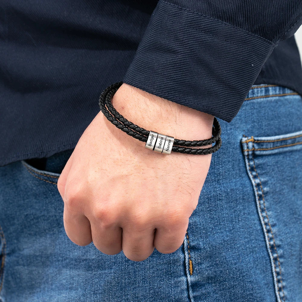 Pulsera de cuero personalizada para hombre