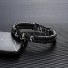 Load image into Gallery viewer, Pulsera de cuero trenzado y acero inoxidable para hombre