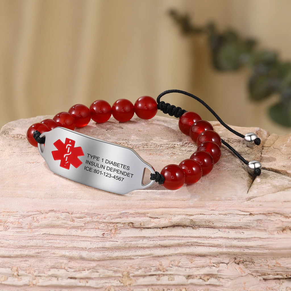 Pulsera de identificación de alerta médica personalizada para mujer