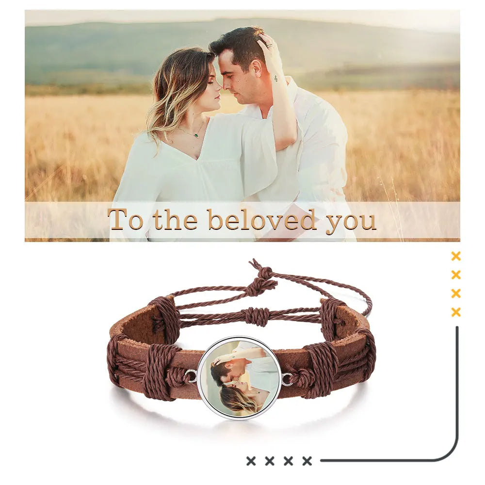 pulsera de cuero con foto personalizada para hombre