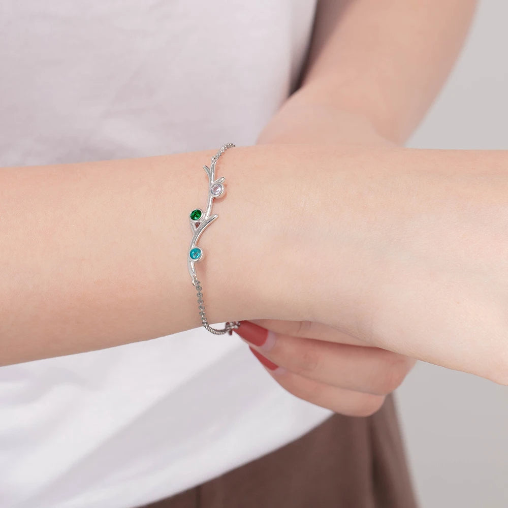 Pulseras de 3 piedras de nacimiento personalizadas para mujer