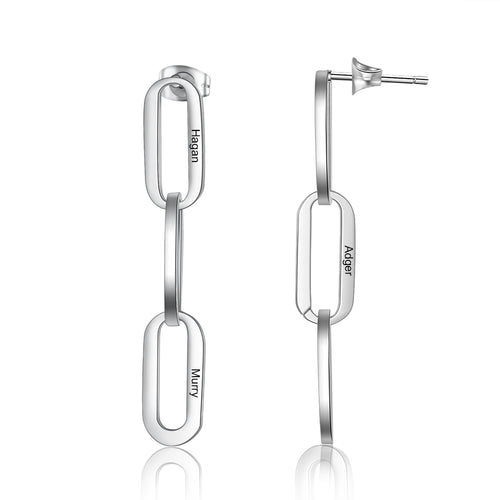 pendientes largos de acero inoxidable con grabado personalizado