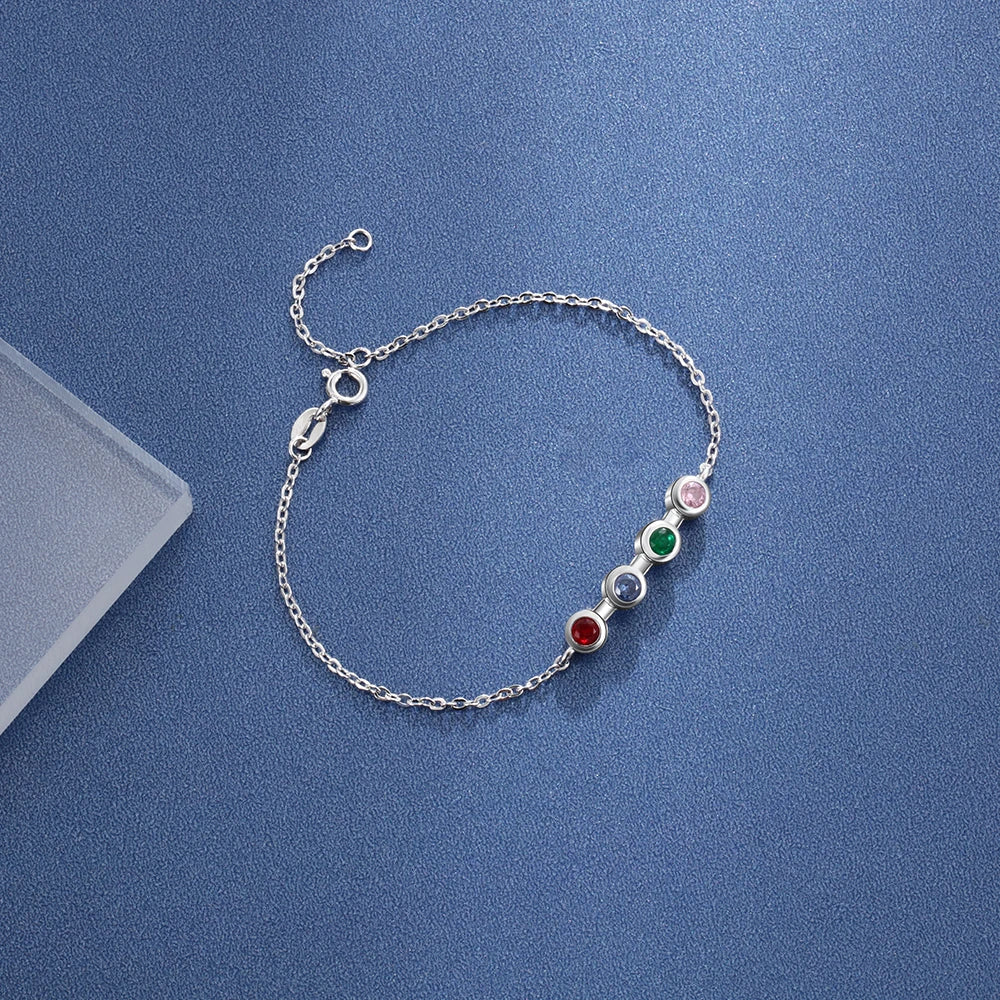 Joyería personalizada, pulsera para madre con 4 piedras de nacimiento