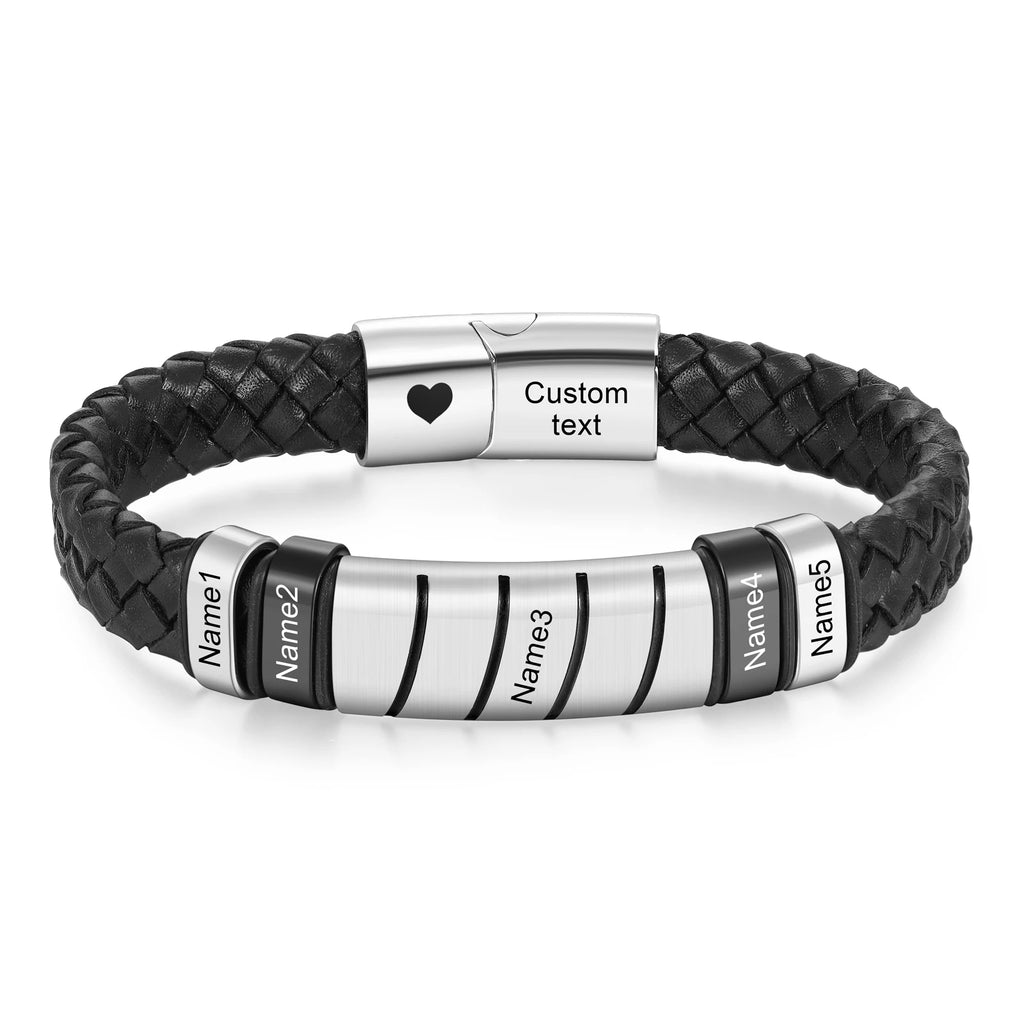 Pulsera de cuero con grabado personalizado para hombre