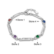 Load image into Gallery viewer, Pulseras personalizadas elegantes con 4 piedras de nacimiento