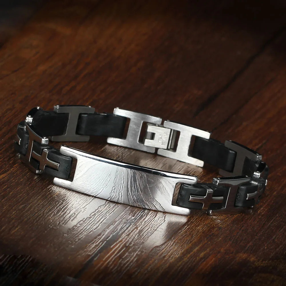 Pulsera de acero inoxidable con Cruz para hombre