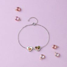 Load image into Gallery viewer, pulsera de cadena de doble corazón con foto personalizada