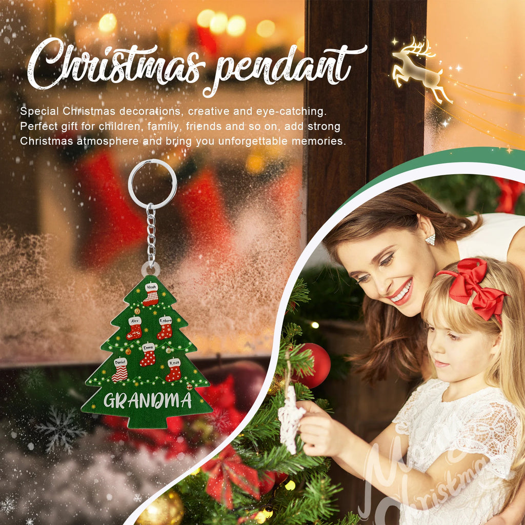 Llaveros de árbol de Navidad de acrílico personalizados para mujer