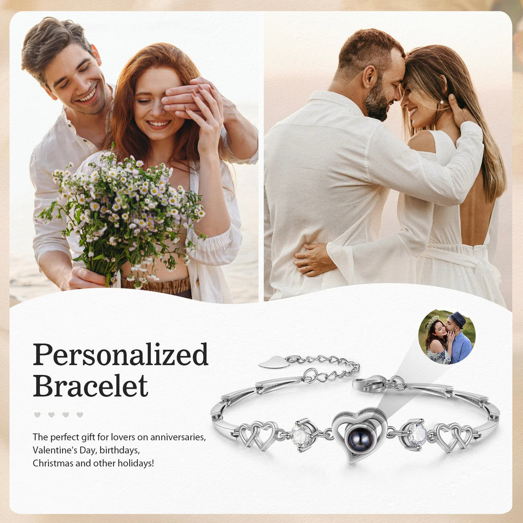 Pulsera de proyección de foto personalizada para hombre y mujer