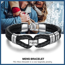 Load image into Gallery viewer, pulsera de cuero con cuentas personalizadas para hombre