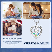 Load image into Gallery viewer, Colgante de corazón de perla personalizado con piedra natal de la familia