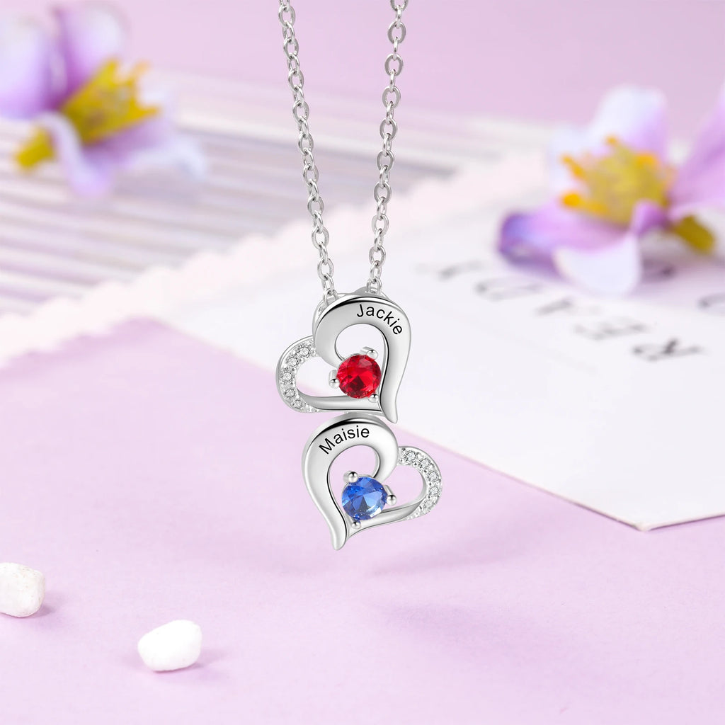 Colgante personalizado de corazón múltiple con 2-6 piedras de nacimiento