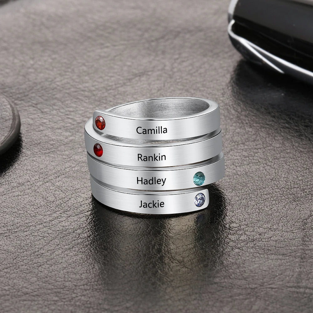 Anillos apilables de acero inoxidable personalizados para mujer