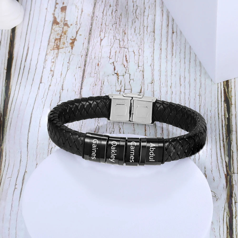 pulsera de cuero trenzado para hombre