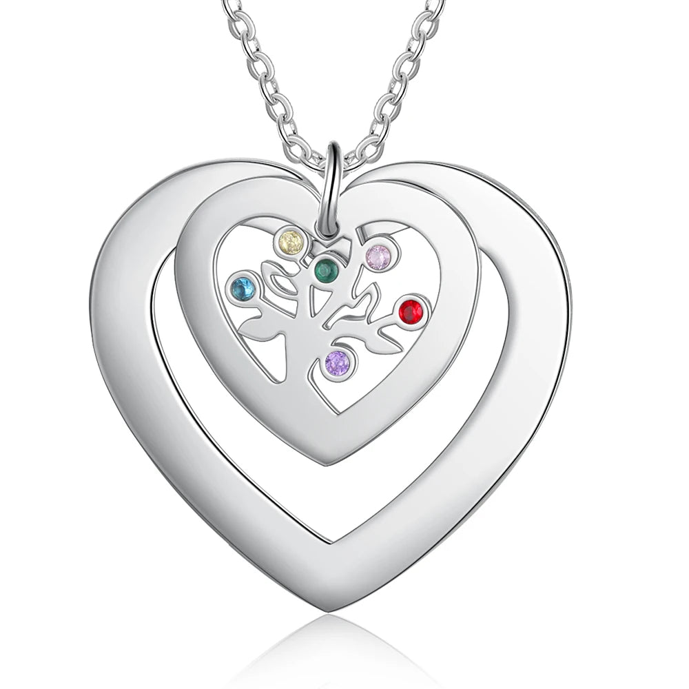 Designer Personalized Tree of Life Heart Pendant