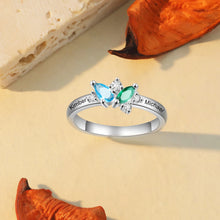 Load image into Gallery viewer, Anillo de piedra natal personalizado con grabado de 2 nombres