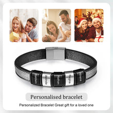 Load image into Gallery viewer, Pulsera de cuero y cadena metálica personalizada para hombre