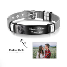 Load image into Gallery viewer, Pulsera personalizada con nombre grabado y fecha para hombre