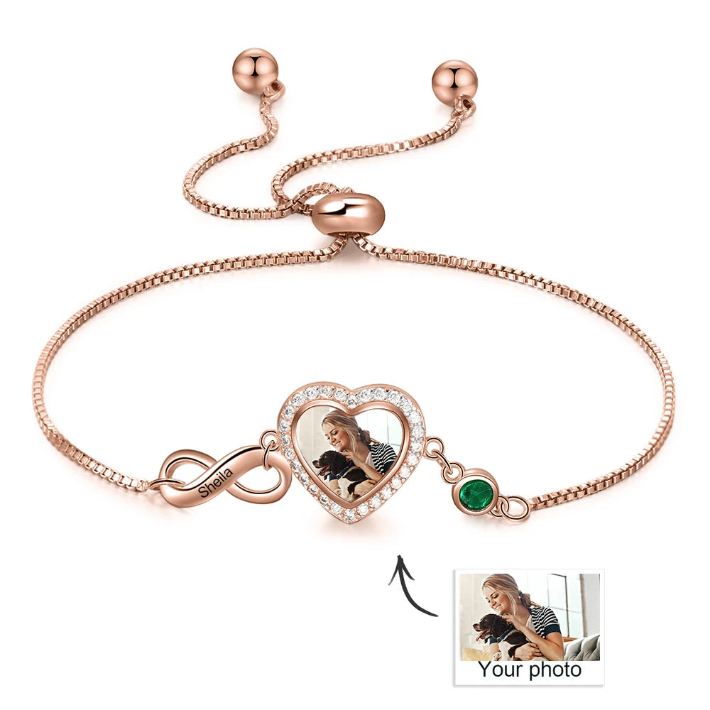 pulsera personalizada con foto de corazón para mujer