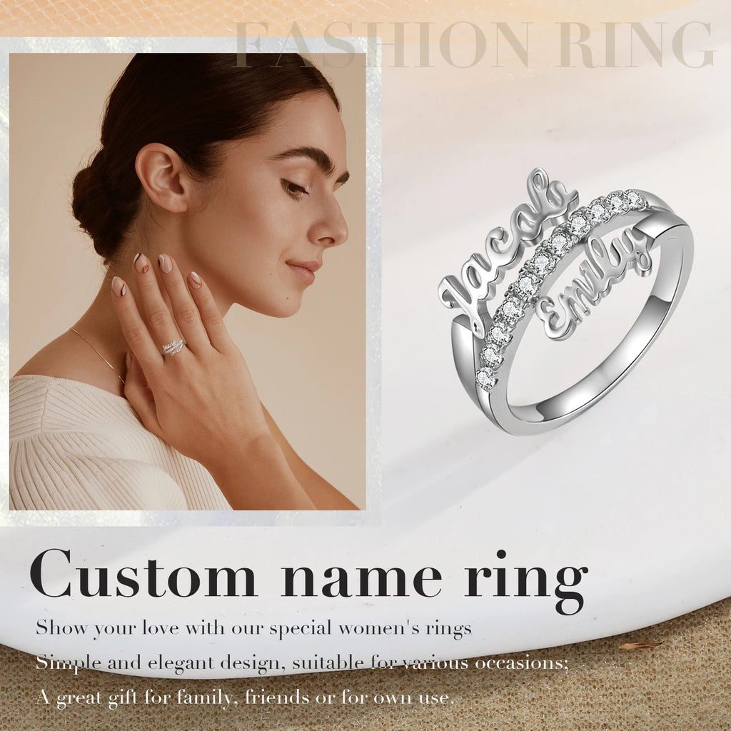 Anillos personalizados con placa de nombre para mujer