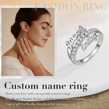 Load image into Gallery viewer, Anillos personalizados con placa de nombre para mujer