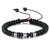 Pulsera de cadena de cuentas ajustable de acero inoxidable para hombre