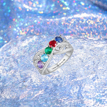 Load image into Gallery viewer, Anillo personalizado para madres, con 3-5 piedras de nacimiento redondas