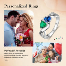 Load image into Gallery viewer, Anillos de piedra natal de corazón personalizados para mujer